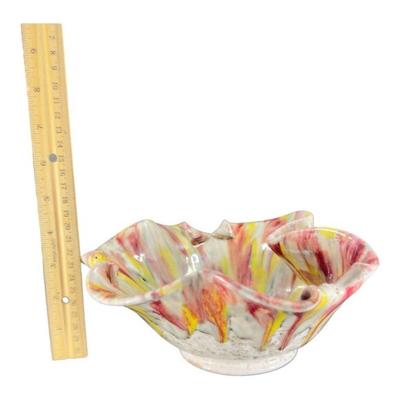 Mid Century Italian Pottery Splatter Glaze Bowl Dish Large Snail Shell Design - Picture 8 of 16